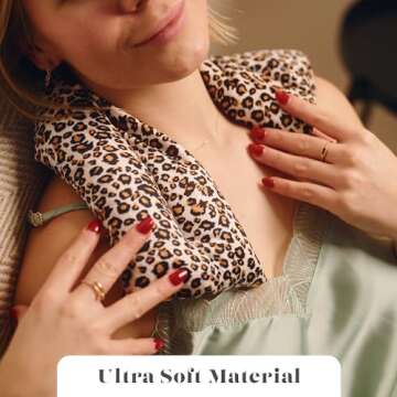 SMUG Microwave Heating Pad for Neck and Shoulders | Neck Heating Pad Microwavable | Hot & Cool Therapy Heat Wrap with Lavender Oil | Therapeutic Calming Pain Relief Wheat Bag | Leopard
