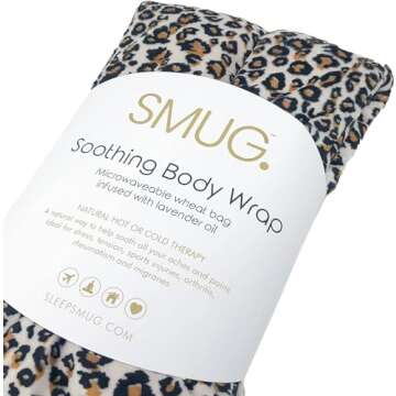 SMUG Microwave Heating Pad for Neck and Shoulders | Neck Heating Pad Microwavable | Hot & Cool Therapy Heat Wrap with Lavender Oil | Therapeutic Calming Pain Relief Wheat Bag | Leopard