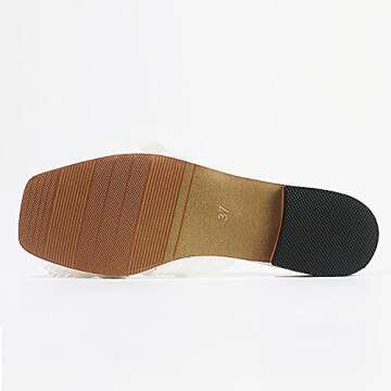 Mattiventon Womens Bow Sandals for Women Flat Square Toe Slide Sandals Bowknot Wedding Summer Sandals for Bridal