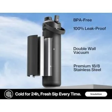 POWCAN 26 oz Insulated Water Bottle with 2-in-1 Straw and Spout Lid, Keep Cold 24H, Leak-Proof, Fits...