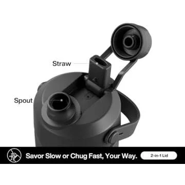 POWCAN 26 oz Insulated Water Bottle with 2-in-1 Straw and Spout Lid, Keep Cold 24H, Leak-Proof, Fits in Car Cup Holder, Stainless Steel Water Bottle for Sports, Travel, and School (Dark Knight)