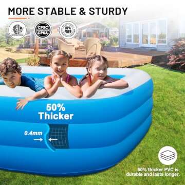 Large Inflatable Pool with Pump for Summer Fun