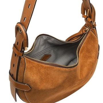 Stylish Fossil Harwell Hobo Bag in Saddle Suede