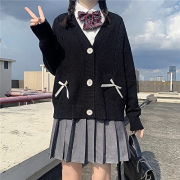 Kawaii Sweater Cardigan with Cute Bowknot and Heart Design