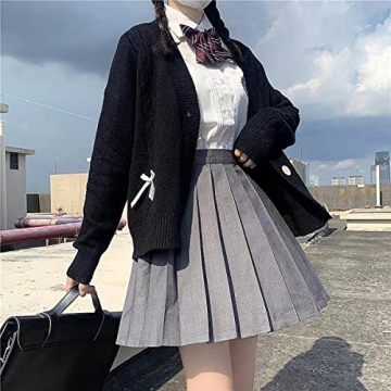 Kawaii Sweater Cardigan with Cute Bowknot and Heart Design