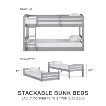 Space Saving Low Bunk Bed for Kids - DHP Phoenix