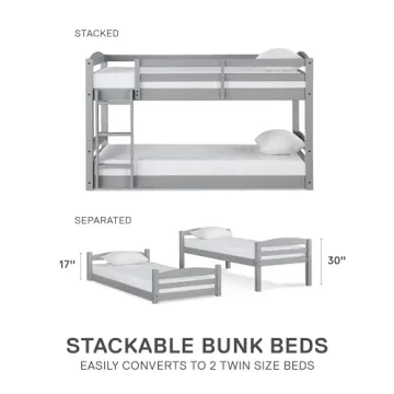 Space Saving Low Bunk Bed for Kids - DHP Phoenix