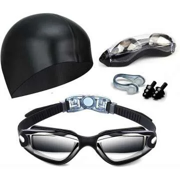 Hurdilen Swim Goggles with Nose Clip & Earplugs