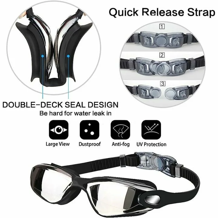 Hurdilen Swim Goggles with Nose Clip & Earplugs