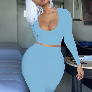 MOEENCN 2 Piece Maxi Skirt Set for Women 2XL