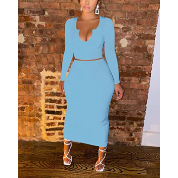 MOEENCN 2 Piece Maxi Skirt Set for Women 2XL