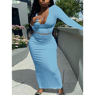 MOEENCN 2 Piece Maxi Skirt Set for Women 2XL