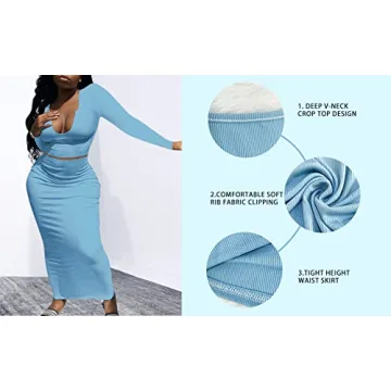 MOEENCN 2 Piece Maxi Skirt Set for Women 2XL