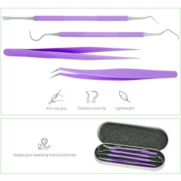 Premium Vinyl Weeding Tool Kit - Precision Stainless Steel Weeder - Hook and Pick with Fine Tweezers...