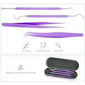 Premium Vinyl Weeding Tool Kit - Precision Stainless Steel Weeder - Hook and Pick with Fine Tweezers...