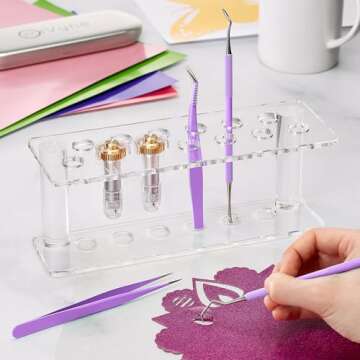 Premium Vinyl Weeding Tool Kit - Precision Stainless Steel Weeder - Hook and Pick with Fine Tweezers Crafting Set for Cricut Vinyl - by iVyne (Purple)