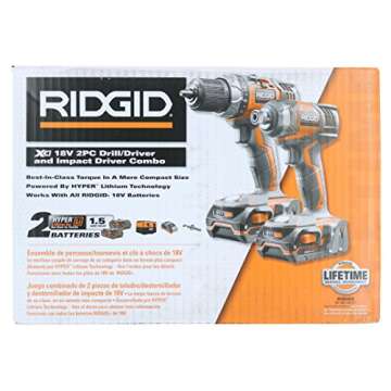 Ridgid X4 R9602 18V Lithium Ion Cordless Drill and Impact Driver Combo Kit with Soft-Sided Tool Case (2 Tools, 2 Compact Batteries, Charger, and Bag Included)