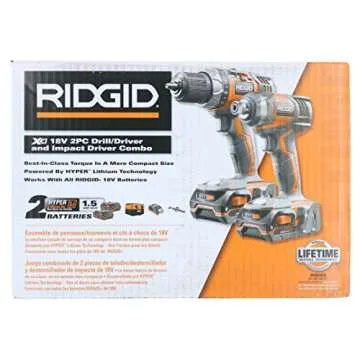 Ridgid X4 R9602 18V Lithium Ion Cordless Drill and Impact Driver Combo Kit with Soft-Sided Tool Case (2 Tools, 2 Compact Batteries, Charger, and Bag Included)