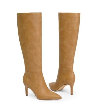 Easyfox Knee High Boots Women Pointed Toe Tall Boots 3 In Stiletto High Heel Long Boots Side Zipper Dress Knee High Boots