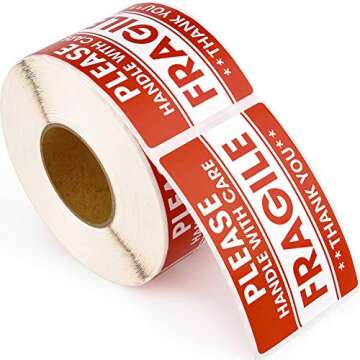 Methdic 2"x3" Fragile Stickers 500 Labels Per Roll Strong Adhesive