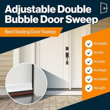 New: KS Hardware,Patent Pending, Adjustable Double Bubble Door Sweep, Draft Stopper, Under Door Seal...