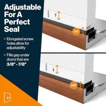 New: KS Hardware,Patent Pending, Adjustable Double Bubble Door Sweep, Draft Stopper, Under Door Seal for Exterior Doors, 1 3/4" x 36", White (36 inch)