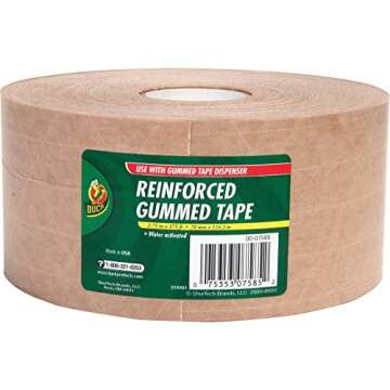 Duck Fiberglass Reinforced Gummed Kraft Paper Tape, Water Activated, 2.75 Inches x 375 Feet (964913)