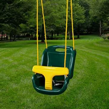 Swing-N-Slide WS 4001-G Plastic Infant Swing with Nylon Rope Swing Set Attachment, Green w/Yellow