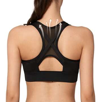 Yvette High Impact Zip Front Sports Bra Mesh Racerback Workout High Support Sports Bras for Women La...