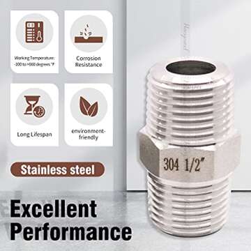 Horiznext Stainless Steel NPT Fitting for Plumbing Needs