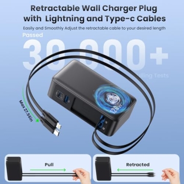 120W USB C Charger Block with Retractable Cables