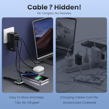 120W USB C Charger Block with Retractable Cables