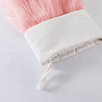 Pink Faux Fur Christmas Stocking Large Festive Holiday Decor