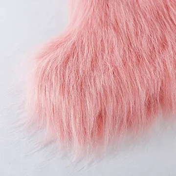Pink Faux Fur Christmas Stocking Large Festive Holiday Decor