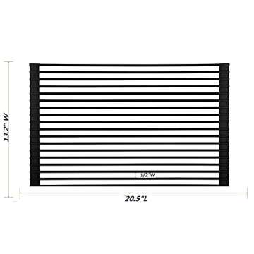 Ahyuan Large Roll up Dish Drying Rack Foldable Dish Rack Over Sink Dish Drainer Roll-up Sink Drying Rack Full Silicone Coated Stainless Still Dish Drying Rack (Matte Black, 20.5''X13.13'')