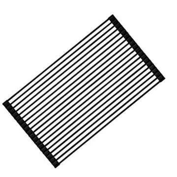 Ahyuan Large Roll up Dish Drying Rack Foldable Dish Rack Over Sink Dish Drainer Roll-up Sink Drying Rack Full Silicone Coated Stainless Still Dish Drying Rack (Matte Black, 20.5''X13.13'')