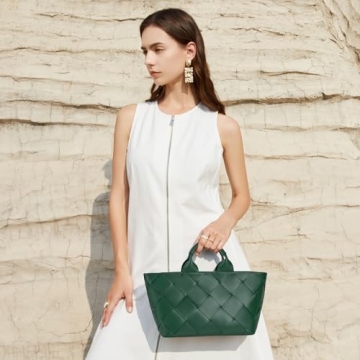 BOSTANTEN Woven Tote Bag for Women Top Handle Purses and Handbags Shoulder Crossbody Purse With Zipper