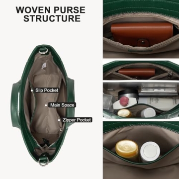 BOSTANTEN Woven Tote Bag for Women Top Handle Purses and Handbags Shoulder Crossbody Purse With Zipper