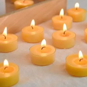Natural Beeswax Tealight Candles - 12 Pack Organic & Smokeless