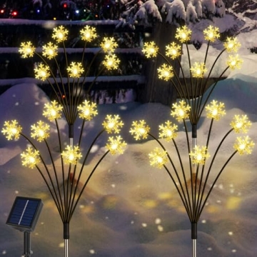 Enchanting Set of 4 Solar Snowflake Christmas Decorations with 8 Modes