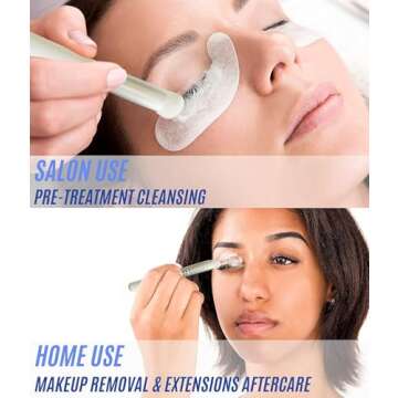 STACY LASH Eyelash Extension Shampoo + Brush / 3.38 fl.oz / 100ml / Eyelid Foaming Cleanser/Wash for Extensions & Natural Lashes/Safe Makeup Remover/Supplies for Professional & Home Use