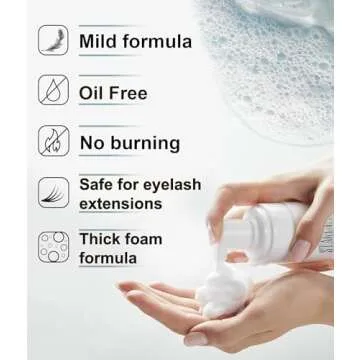 STACY LASH Eyelash Extension Shampoo + Brush / 3.38 fl.oz / 100ml / Eyelid Foaming Cleanser/Wash for Extensions & Natural Lashes/Safe Makeup Remover/Supplies for Professional & Home Use