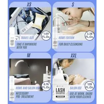 STACY LASH Eyelash Extension Shampoo + Brush / 3.38 fl.oz / 100ml / Eyelid Foaming Cleanser/Wash for Extensions & Natural Lashes/Safe Makeup Remover/Supplies for Professional & Home Use