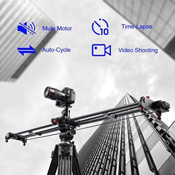 GVM Great Video Maker Camera Motorized Slider,48"/120CM,Automatic Round Trip,Time Lapse,Panoramic Shooting,Video Capture,Slider Smooth and Stable,with Battery