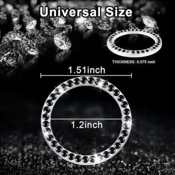LivTee 2 PCS Crystal Rhinestone Car Engine Start Stop Decoration Ring, Bling Car Interior Accessories for Women, Push to Start Button Cover/Sticker, Key Ignition & Knob Bling Ring, Black