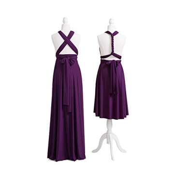 Women's Convertible Dress Junior's Maxi Vintage Bridesmaid Wedding Formal Evening Party Prom Evening Gown Haltery Dress Dark Purple