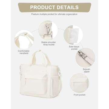 UPPACK Lunch Bag Women,Large Adult Lunch Box for Women Men,Insulated Lunch Tote Bag For Work,Fit and Fresh Lunch Bags Loncheras Para Mujer With Shoulder Strap Water Bottle Holder Beige