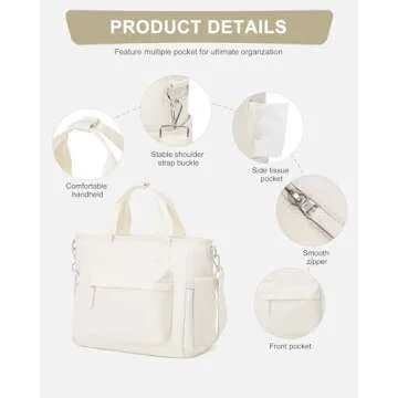 UPPACK Lunch Bag Women,Large Adult Lunch Box for Women Men,Insulated Lunch Tote Bag For Work,Fit and Fresh Lunch Bags Loncheras Para Mujer With Shoulder Strap Water Bottle Holder Beige