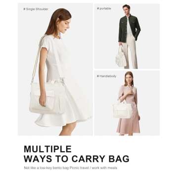 UPPACK Lunch Bag Women,Large Adult Lunch Box for Women Men,Insulated Lunch Tote Bag For Work,Fit and Fresh Lunch Bags Loncheras Para Mujer With Shoulder Strap Water Bottle Holder Beige