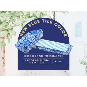 Lifty Loo Toilet Seat Handle & Lid Lifter - 2 Pack. Lift More. Less Mess. (BLUE TILE)